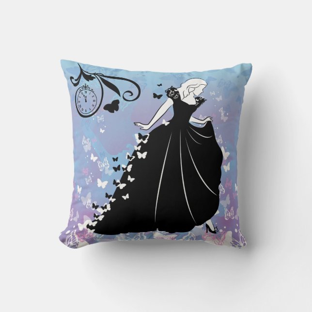 Coussin Robe à papillon Cendrillon Silhouette (Recto)