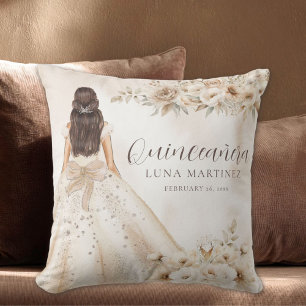 Coussin Robe de bal aquarelle florale élégante pour Quince
