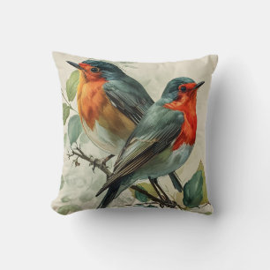 Coussin Robin à poitrine rouge vintage