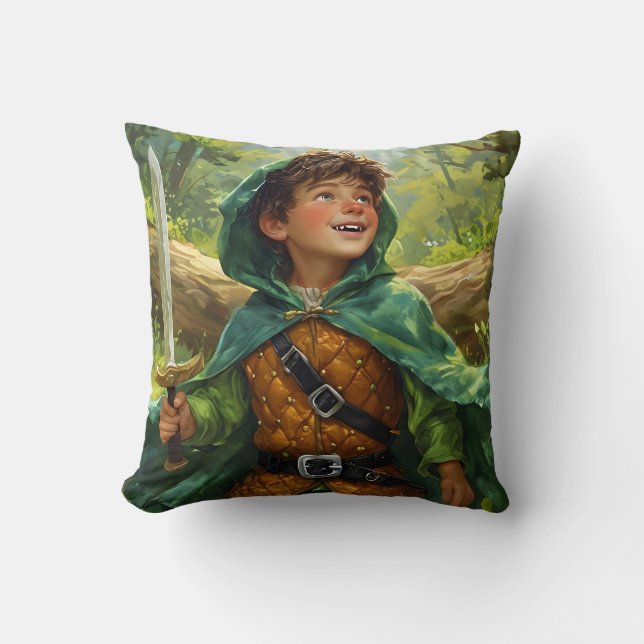 Coussin Robin des Bois représenté comme un enfant (Recto)