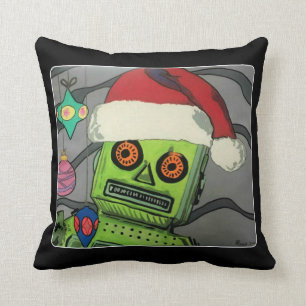 Coussin Robot abstrait moderne de Noël de la moitié du