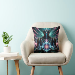 Coussin Robot Futuriste Noyau Cosmique Cyberpunk