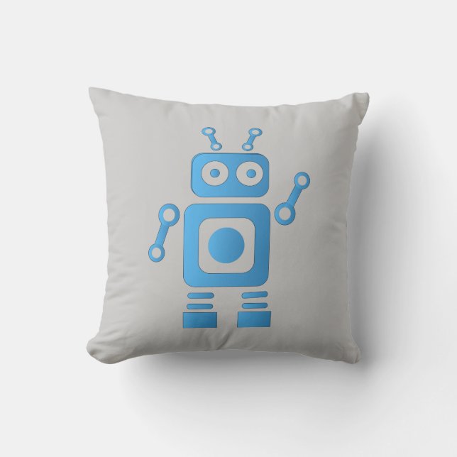 Coussin Robot rétro bleu (Recto)