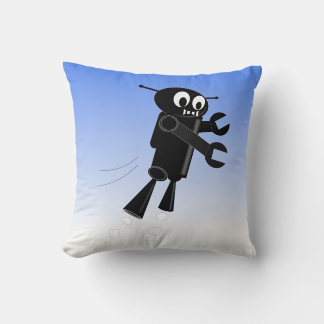 Coussin Robot volant noir (Recto)