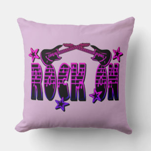 Coussin Rocher De Logo Rose Sur Guitares & Étoiles Lancer