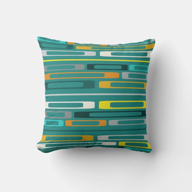 Coussin Roches plates du milieu du siècle rétro Turquoise (Recto)