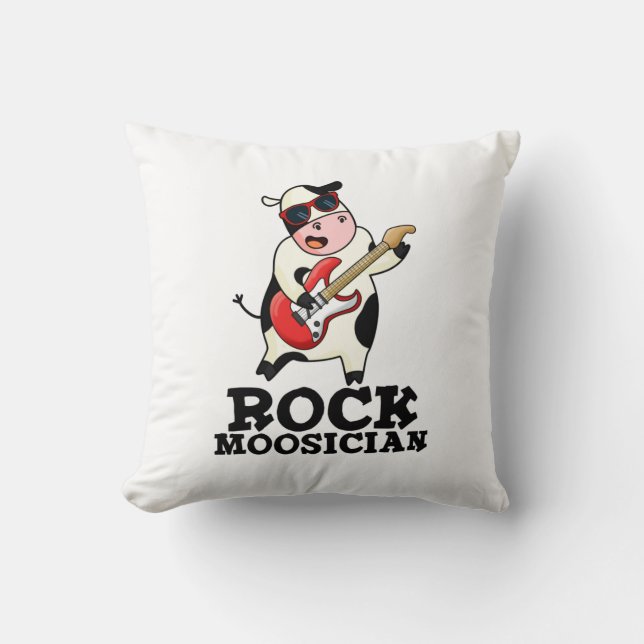 Coussin Rock Moosician Funny Cow Musicien Pun (Recto)
