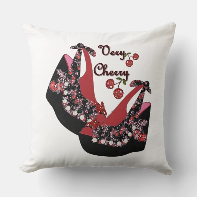 Coussin Rockabilly Very Cherry Shoes (Recto)