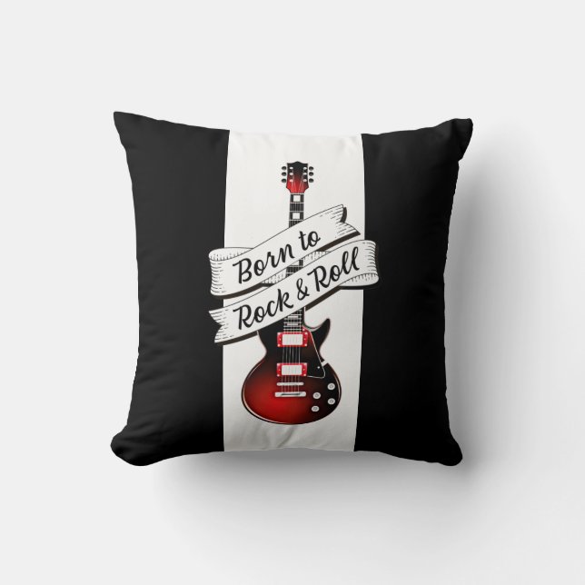 Coussin Rocker Guitar Né à Rock et Roll Music Jeter Pi (Recto)