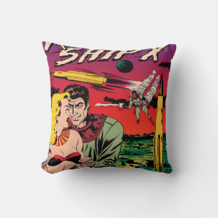 Coussin Rocket Ship X Vintage Sci Fi Comic Book Cover