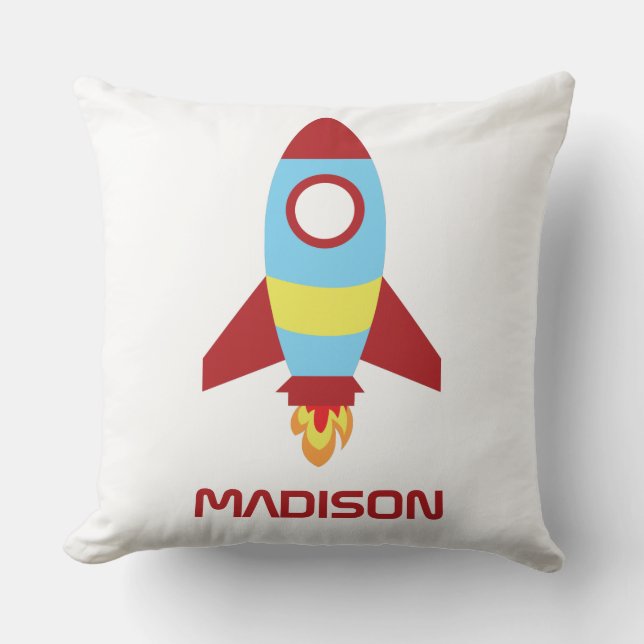Coussin Rocket Spacship Lancer un nom personnalisé (Recto)