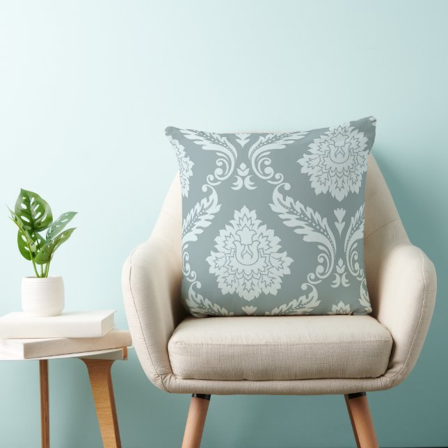 Coussin Rococo Damask Art I Duck Egg Blue+Teal (Chaise)