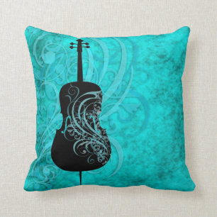 Coussin rococo turquoise de violoncelle