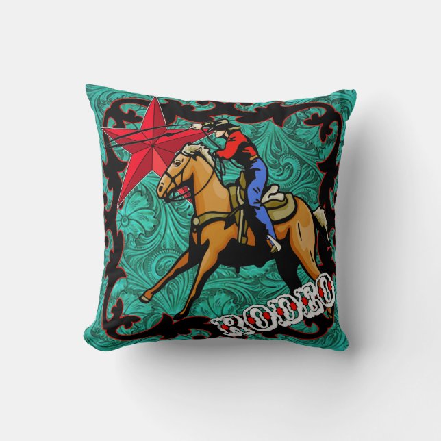Coussin Rodéo Cowboy Cowgirl Calf Roping Jeu d'oreiller (Recto)