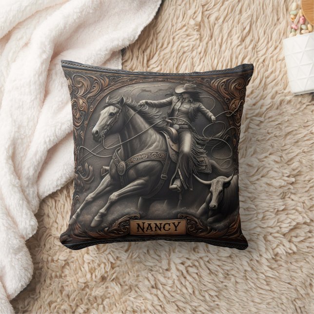 Coussin Rodeo Rider en compétition avec Steer au coucher d (Couverture)