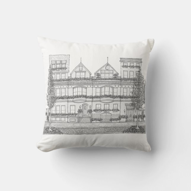 Coussin Rohome de la ville tirée à la main (Recto)