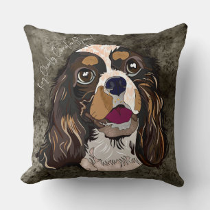 Coussin Roi fou Charles Cavalier peint à la main