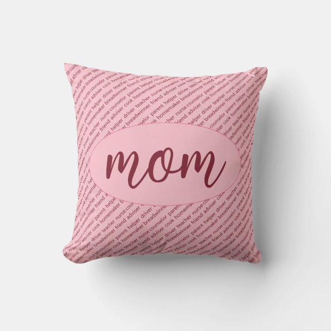Coussin Rôles de maman Motif : Enseignant Infirmière Cuisi (Recto)