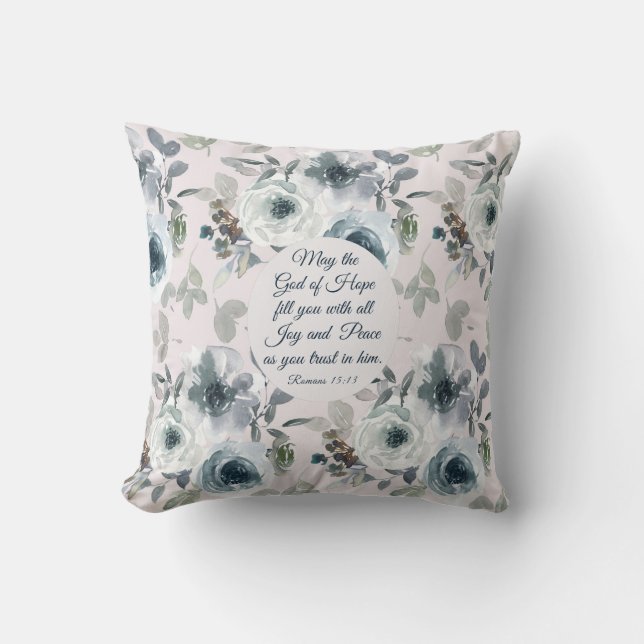 Coussin Romains 15:13 Dieu de l'Espoir, Floral (Recto)