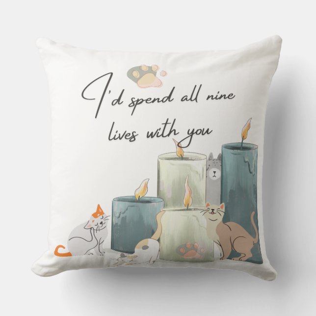 Coussin "Romantic Cat-Themed Decorative Pillow Design" (Recto)