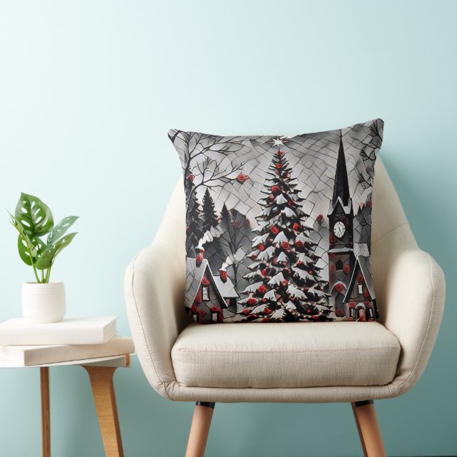 Coussin Romantic Christmas Village Holiday Artwork (Chaise)