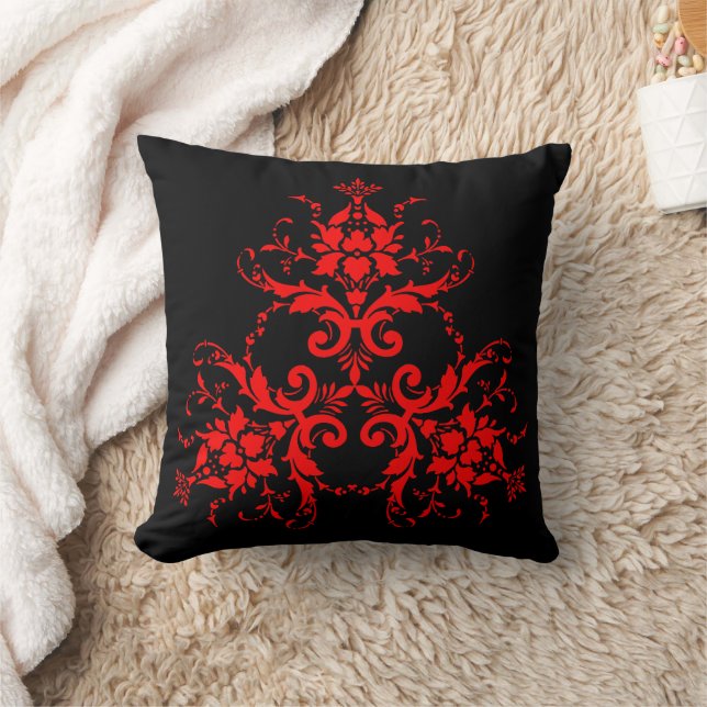Coussin Romantique, Elégant Vintage Damask Red Goth (Couverture)