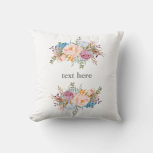 Coussin Romantique, Fleur aquarelle, bohème floral