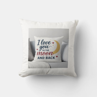 Coussin romantique "Je t'aime à la Lune et au fond