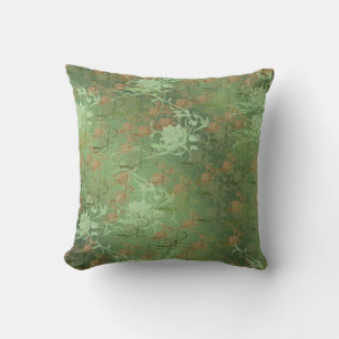 Coussin Romantique, or, sarcelle,, aquarelle, chic, floral