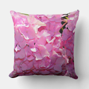 Coussin Romantique rose floral élégant hydrangeas