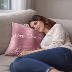 Coussin Romantique rose poudré scintillant Toujours pour t