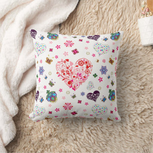 Coussin Romantique Vintage Printemps Blush rose Fleurs de 