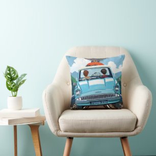 Coussin Ron & HARRY POTTER™ en voiture volante vers HOGWAR
