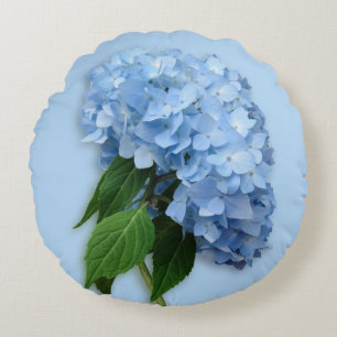 Coussin rond à Accent Floral Bleu Hydrangea