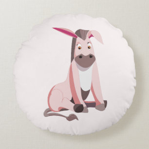 Coussin rond à âne rose