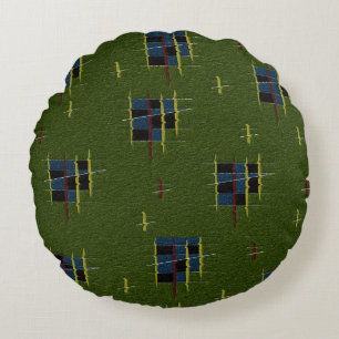 Coussin rond à branche d'olivier