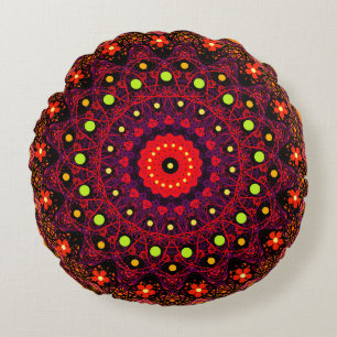 Coussin rond à motifs ornementaux