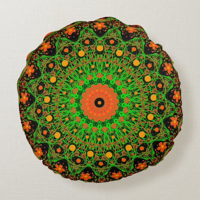 Coussin rond à motifs ornementaux (Dos)