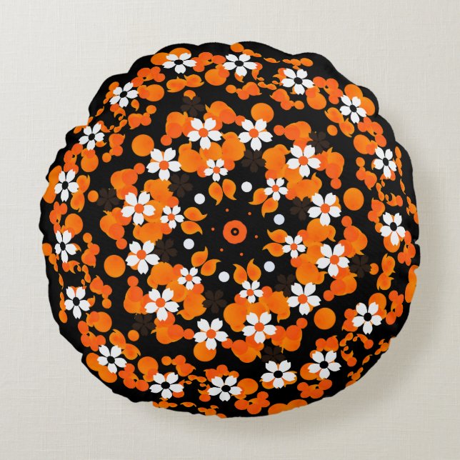 Coussin rond à motifs ornementaux (Devant)