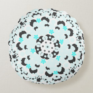 Coussin rond à motifs ornementaux