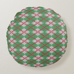 Coussin Rond à Tricot Argyle de Noël