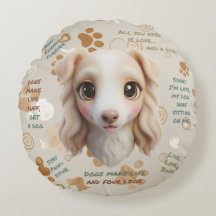 Coussin Rond Adorable Visage de Borzoi