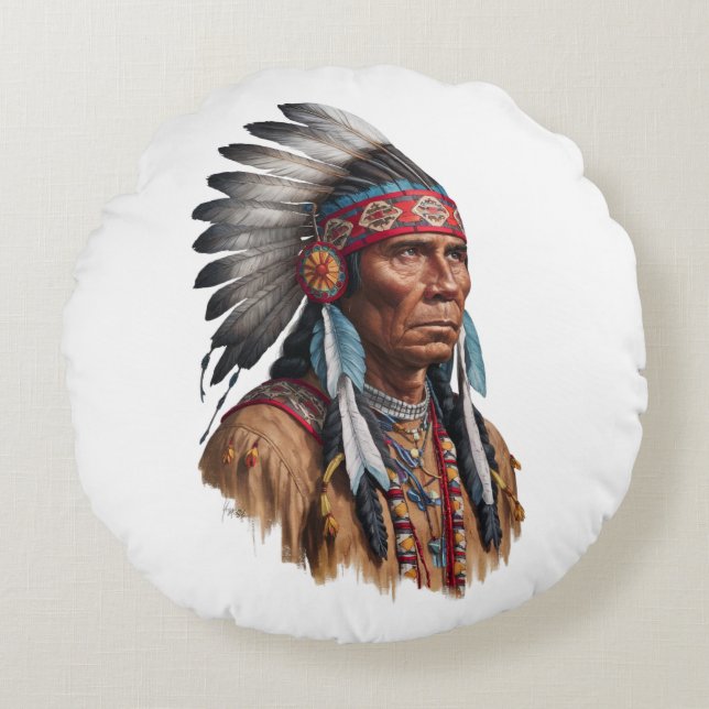 Coussin rond - Amérindiens (Devant)