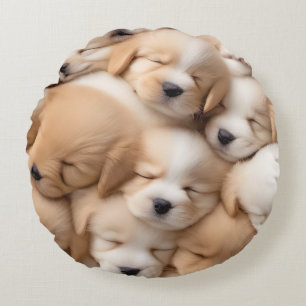 Coussin rond Amoureux des chiens de marionnettes m