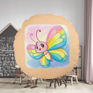 Coussin rond arc-en-ciel