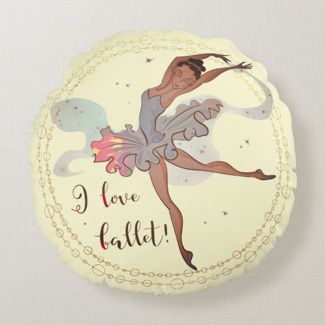 Coussin rond avec design noir Ballerina (Devant)