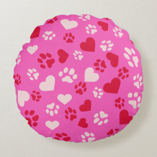 Coussin rond avec Empreintes de pattes de chats et