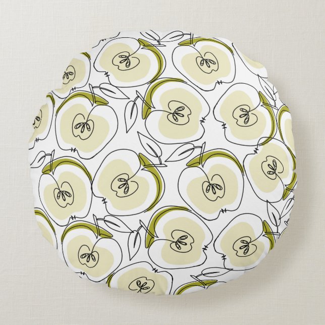 Coussin rond avec pomme dessinée en une seule lign (Devant)