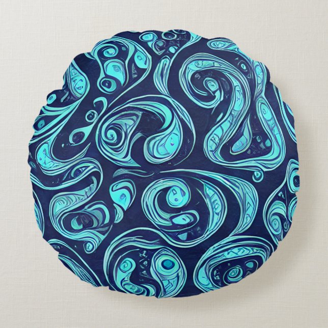 Coussin rond Blue Hues (Devant)
