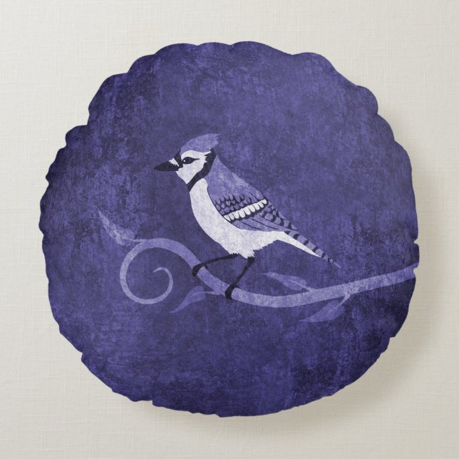 Coussin rond Blue Jay (Devant)